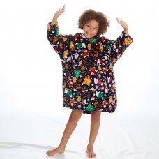 18C819: Older Kids Christmas Over Sized Plush Hoodie (One Size - 7-13 Years)